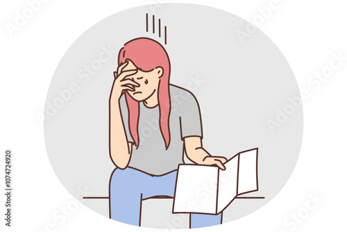 Unhappy woman cry read bad news in letter