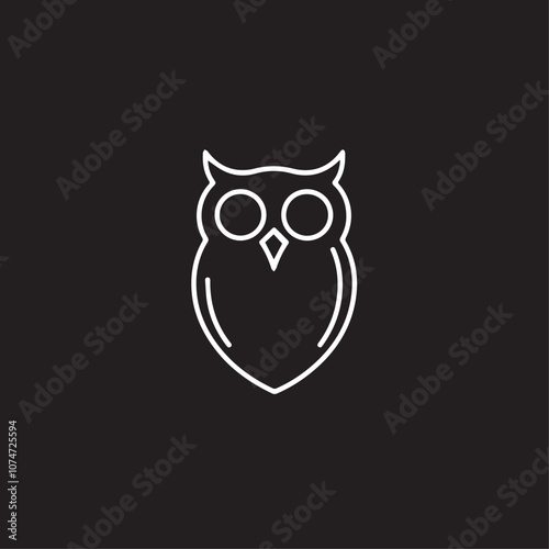 Owl In cartoon, hand-drawn flat style. image for social media, websites and UI. Isolated 2D vector design in logo, icon, sketch style, simple line vector, single color. AI Generative Art.