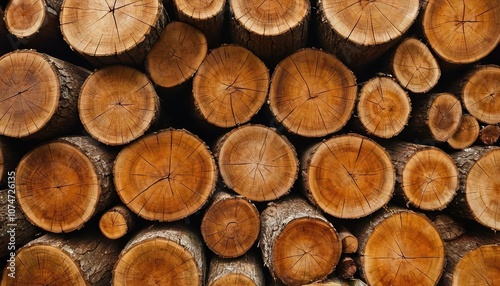 Wooden stacks, close-up 