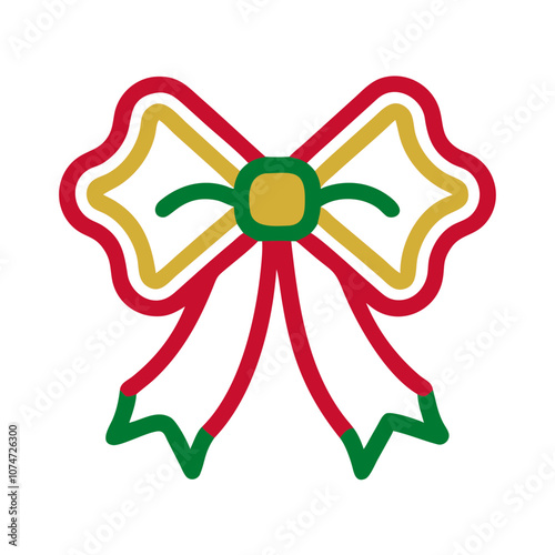 Festive Christmas bow in red, green, and gold, Christmas red green gold color scheme