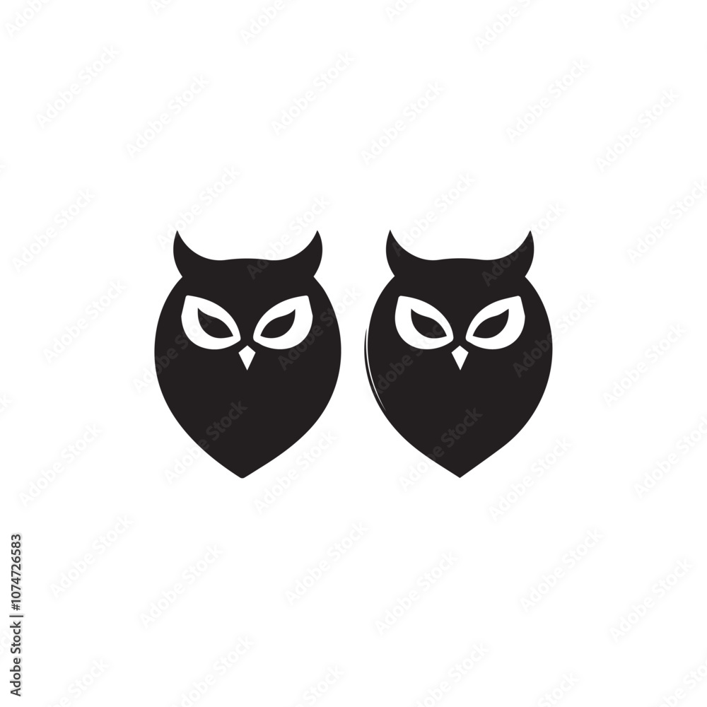 Fototapeta premium Owl In cartoon, hand-drawn flat style. image for social media, websites and UI. Isolated 2D vector design in logo, icon, sketch style, simple line vector, single color. AI Generative Art.