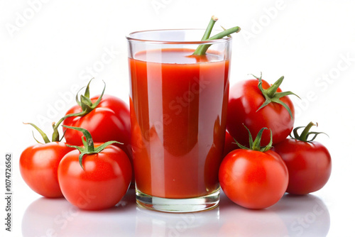 Tomato Juice with Whole Tomatoes,isolated on white background