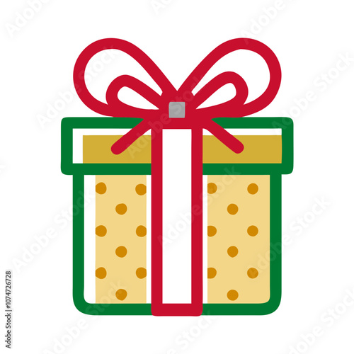 Festively wrapped gift box, colorful design, holiday decoration, joyful present, Рождественская  красно зелено золотая цветовая гамма, Christmas red green gold color scheme