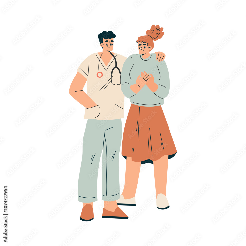 Pregnancy Planning with Young Woman at Doctor Appointment Vector Illustration Pregnancy Planning with Young Woman at Doctor Appointment Vector Illustration