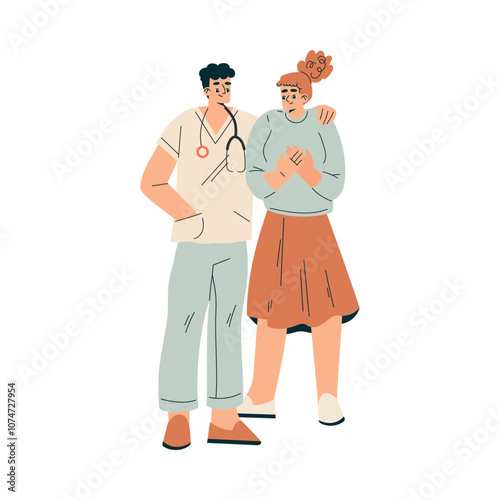 Pregnancy Planning with Young Woman at Doctor Appointment Vector Illustration