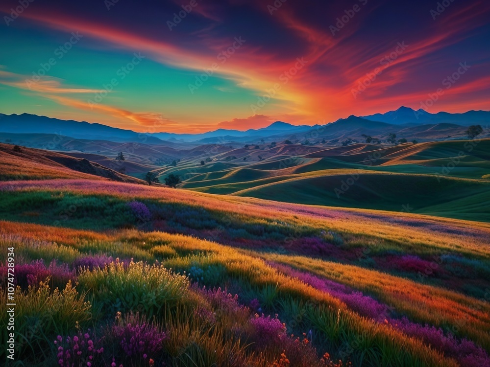 Fototapeta premium sunset in the mountains