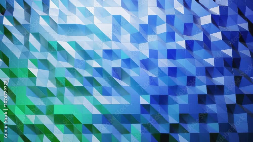 Blue gradient color. Stylish creative abstract low poly background in 4k. Abstract waves move on glossy surface in loop. Smooth soft seamless animation. Simple minimalistic geometric bg. Blue gradient color. Stylish creative abstract low poly background in 4k. Abstract waves move on glossy surface in loop. Smooth soft seamless animation. Simple minimalistic geometric bg.