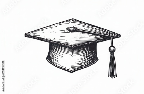 Sketch of a graduation cap on a white background photo