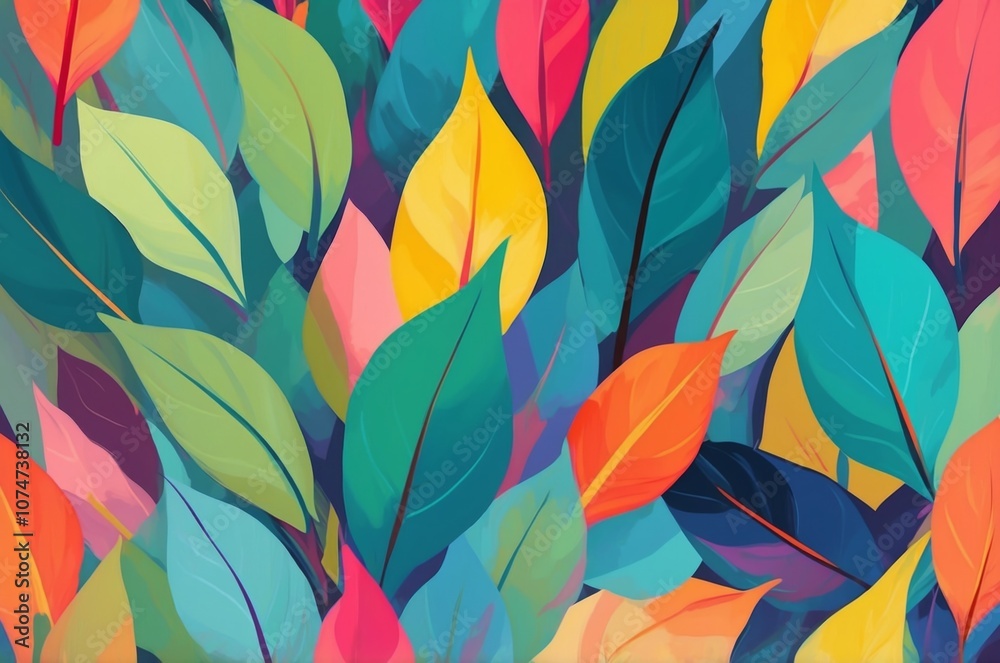 Vibrant abstract leaves in a colorful arrangement showcasing nature's diversity Vibrant abstract leaves in a colorful arrangement showcasing nature's diversity