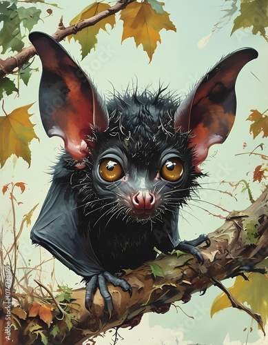 A fantasy illustration of a mythical creature with batlike ears photo