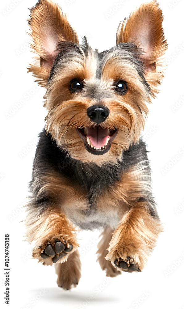 Dog running towards the camera isolated on white background Dog running towards the camera isolated on white background