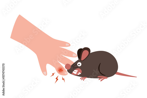 rat bite. rabie concept