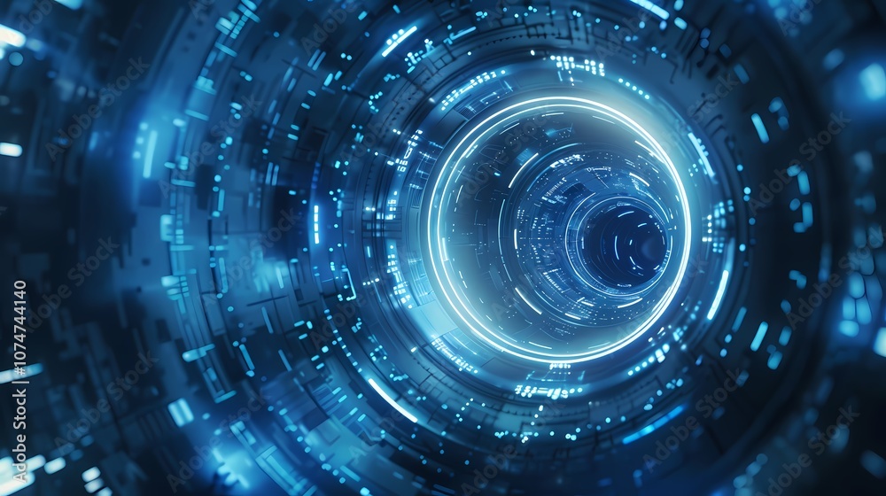 digital technology abstract blue glowing circular tunnel poster background digital technology abstract blue glowing circular tunnel poster background
