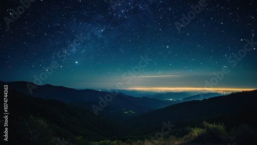 A breathtaking night sky filled with stars, overlooking rolling hills and a tranquil lake, showcasing the beauty of nature under a clear Milky Way