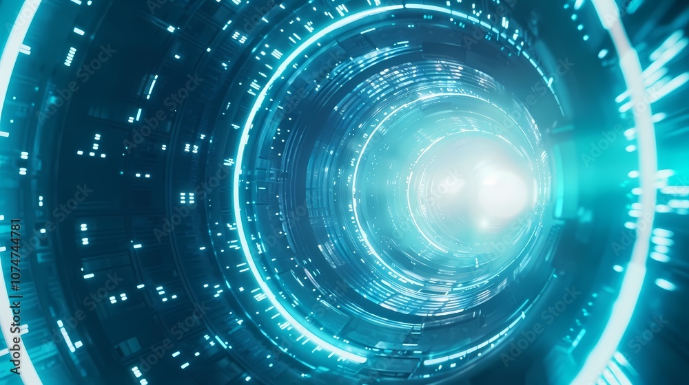digital technology abstract blue glowing circular tunnel poster background digital technology abstract blue glowing circular tunnel poster background