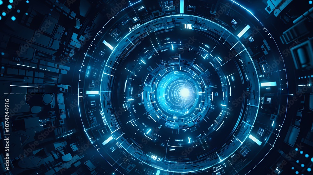 digital technology abstract blue glowing circular tunnel poster background digital technology abstract blue glowing circular tunnel poster background