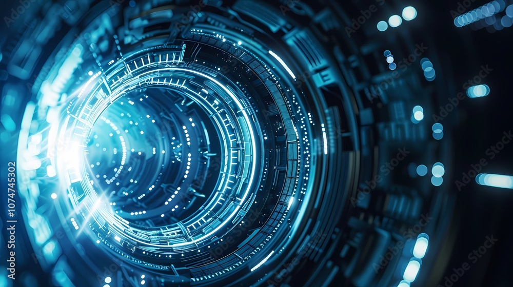 digital technology abstract blue glowing circular tunnel poster background digital technology abstract blue glowing circular tunnel poster background