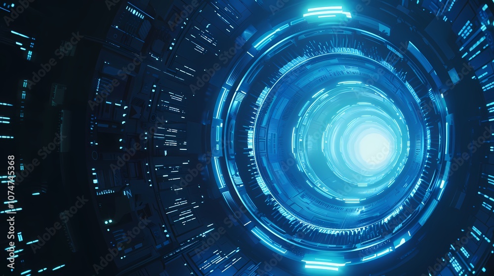 digital technology abstract blue glowing circular tunnel poster background digital technology abstract blue glowing circular tunnel poster background