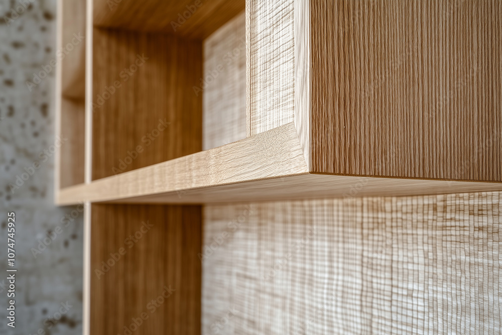 Modern wooden bookcase with veneering texture Modern wooden bookcase with veneering texture