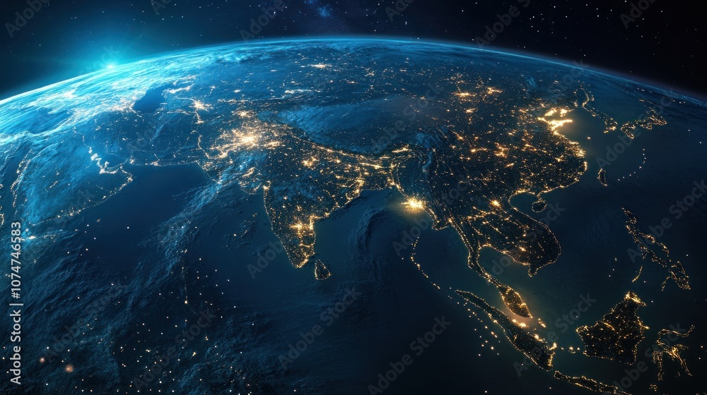 Fototapeta premium Earth's Night Lights over Southeast Asia