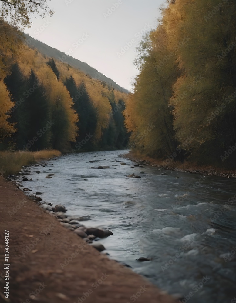 Fototapeta premium a beautiful lanscape river in the fantastic nature with green
