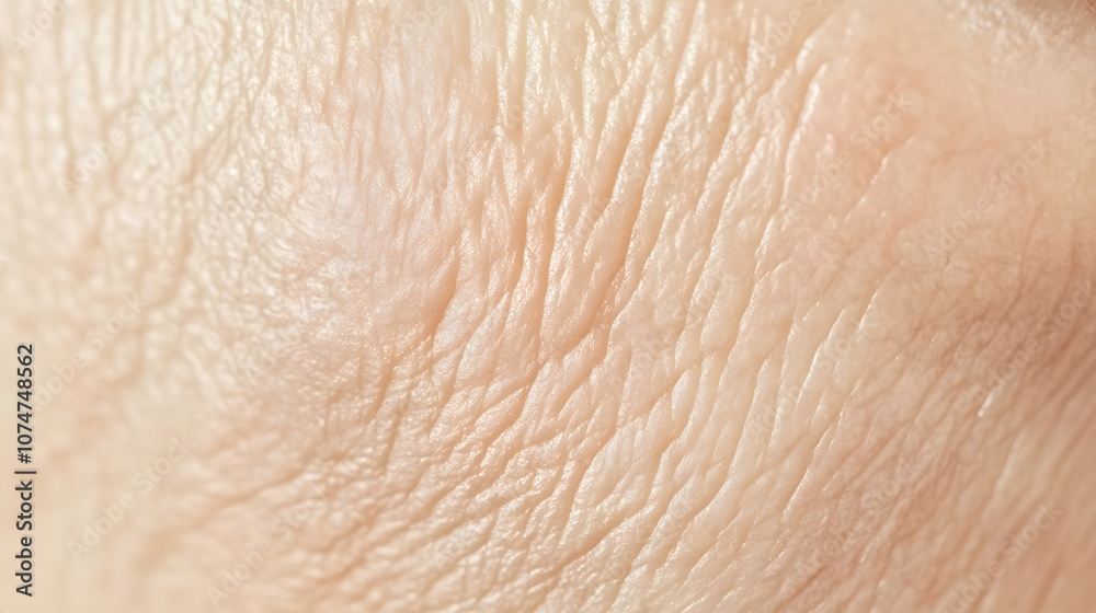 Fototapeta premium Close up macro photo of elderly human skin texture showing wrinkles, lines, and pores