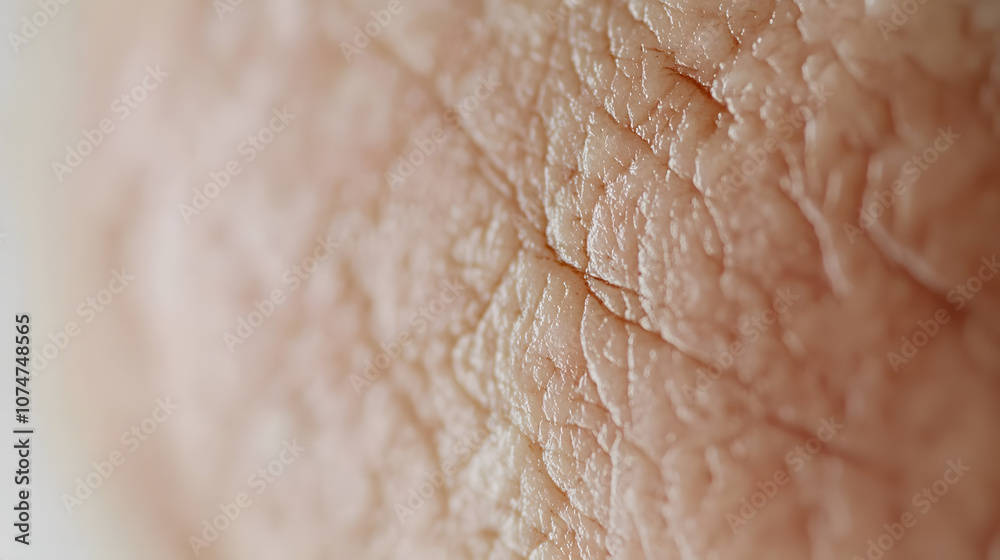 Fototapeta premium Close up macro photo of elderly human skin texture showing wrinkles, lines, and pores