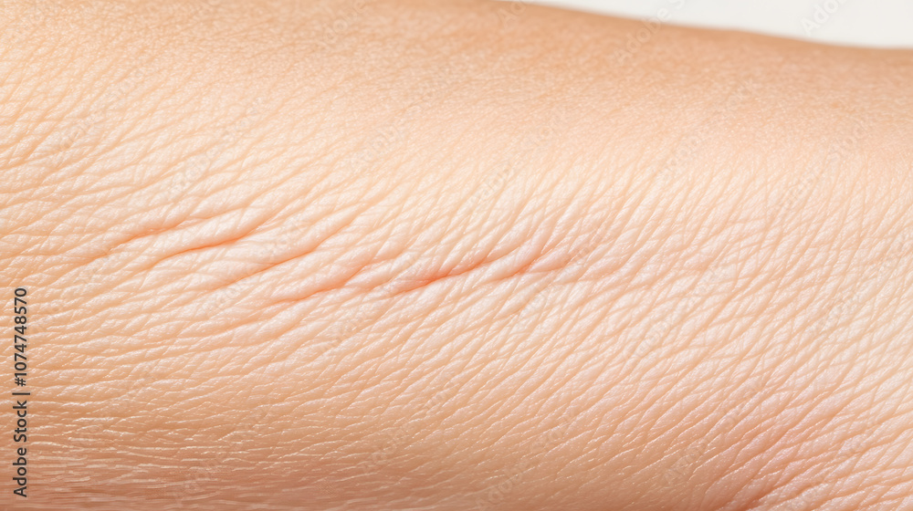 Fototapeta premium Close up macro photo of elderly human skin texture showing wrinkles, lines, and pores