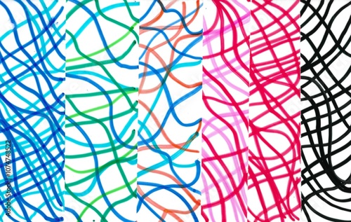 Colorful hand drawn lines abstract background