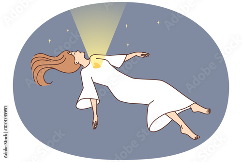 Soul leaving human body reaching sky