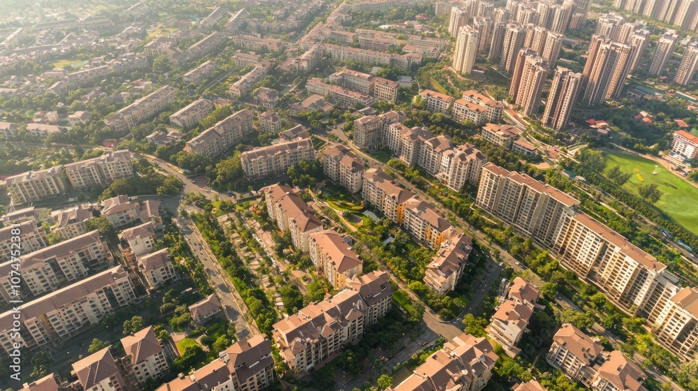 Inspiring Panoramic Shot of a Evolving Urban Landscape with New Housing and Amenities, Symbolizing Economic Growth and Development Potential Inspiring Panoramic Shot of a Evolving Urban Landscape with New Housing and Amenities, Symbolizing Economic Growth and Development Potential