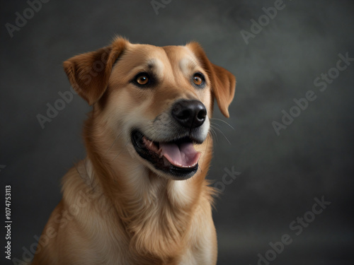 A dog sitting, ideal for minimalist pet photography. 