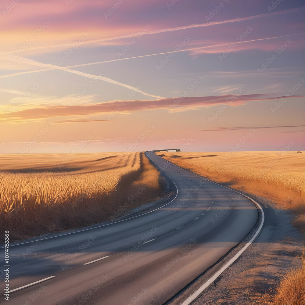 Naklejka premium A serene and rustic landscape depicting a long