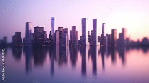 Dynamic Sunrise Cityscape with Modern Skyscrapers Reflecting Economic Growth and Innovation