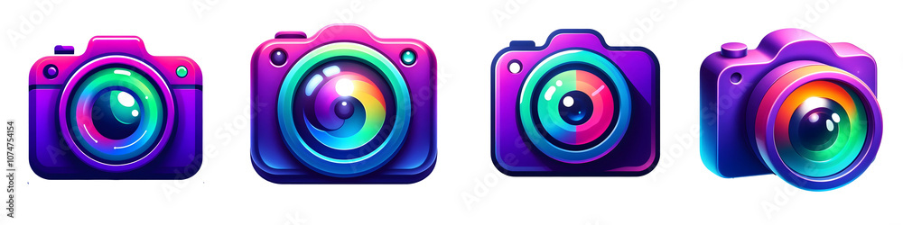 A vibrant camera icon with a purple body AI generate A vibrant camera icon with a purple body AI generate