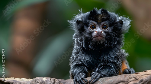 Wallpaper Mural Amazon Black-tufted Marmoset sitting on a branch, its expressive face and fur details visible Torontodigital.ca