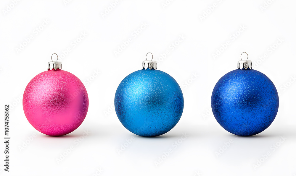 Shiny Christmas balls collection isolated on a white background Shiny Christmas balls collection isolated on a white background