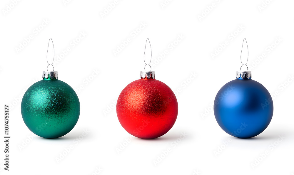 Shiny Christmas balls collection isolated on a white background Shiny Christmas balls collection isolated on a white background