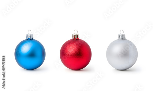  Shiny Christmas balls collection isolated on a white background