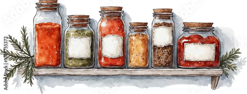 Holiday spices in jars on a shelf