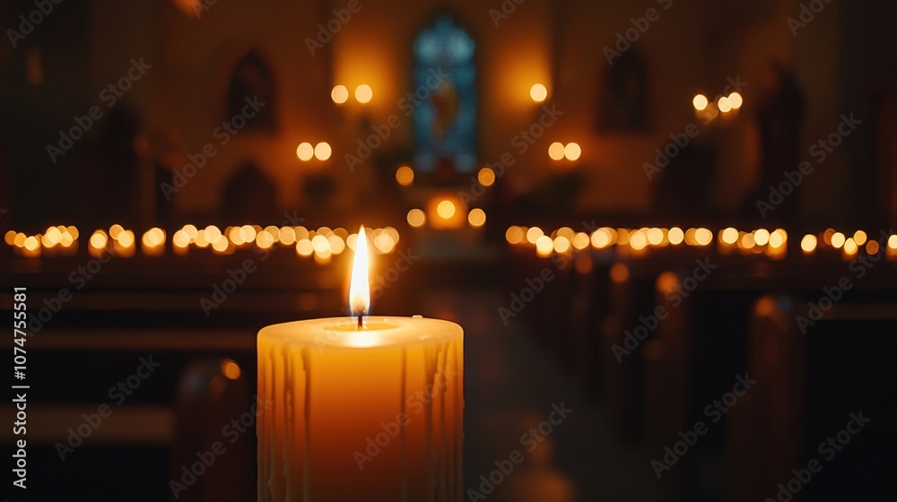 Tranquil Chapel Bathed in Candlelight Ambiance for Spiritual Devotion and Contemplation Tranquil Chapel Bathed in Candlelight Ambiance for Spiritual Devotion and Contemplation