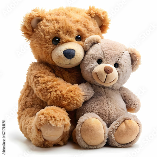 one teddy bear hugs another