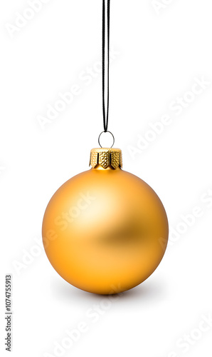 Shiny Golden Christmas ball isolated on a white background