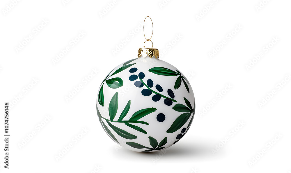 Christmas ball with floral ornaments isolated on a white background Christmas ball with floral ornaments isolated on a white background