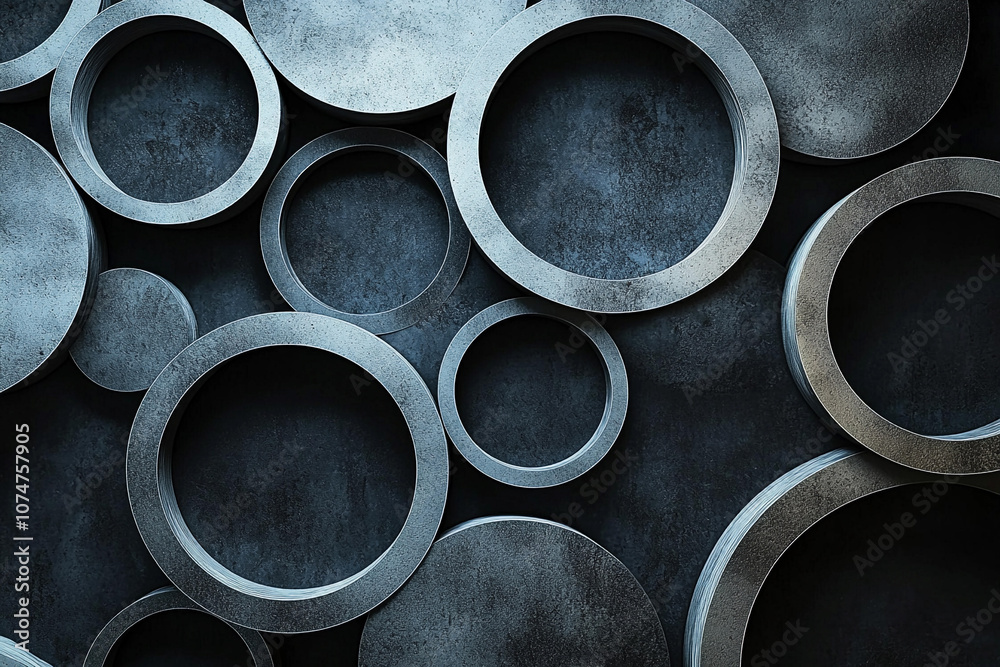 Abstract arrangement of circular shapes on a textured background Abstract arrangement of circular shapes on a textured background