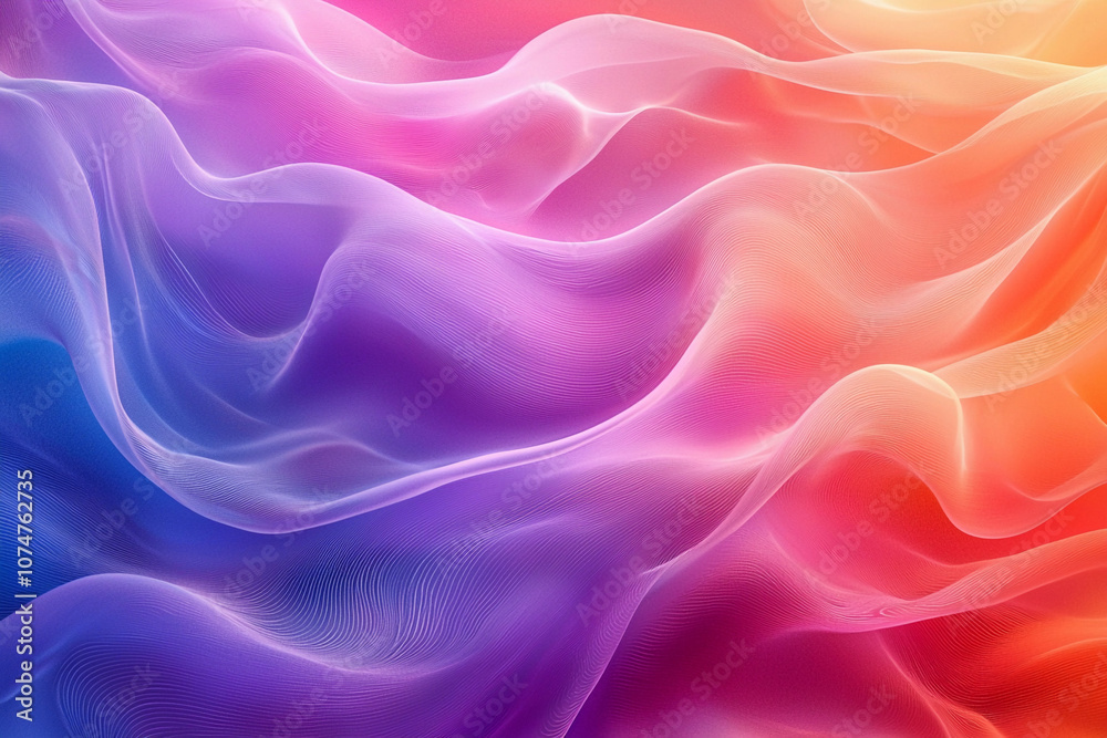Colorful abstract fabric waves enhancing a vibrant background