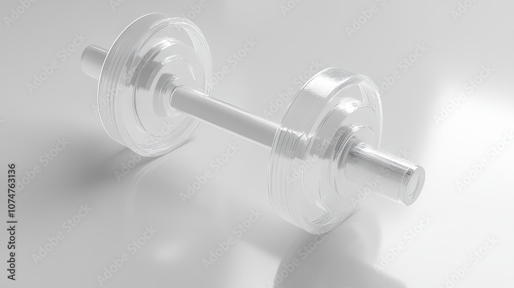 Clear Dumbbell on a White Background Clear Dumbbell on a White Background