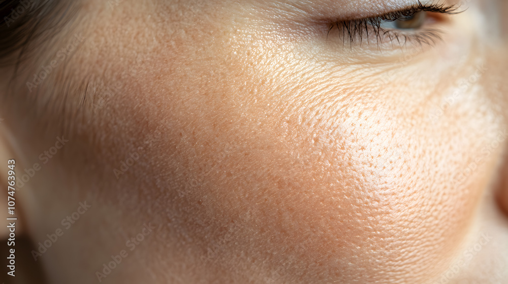 Close up macro photo of face skin texture showing wrinkles and pores Close up macro photo of face skin texture showing wrinkles and pores