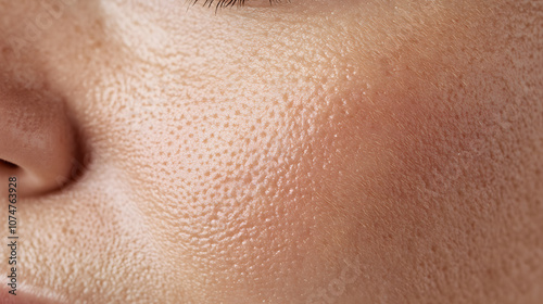 Close up macro photo of face skin texture showing wrinkles and pores