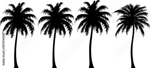 Silhouette of four palm trees in minimalist black design